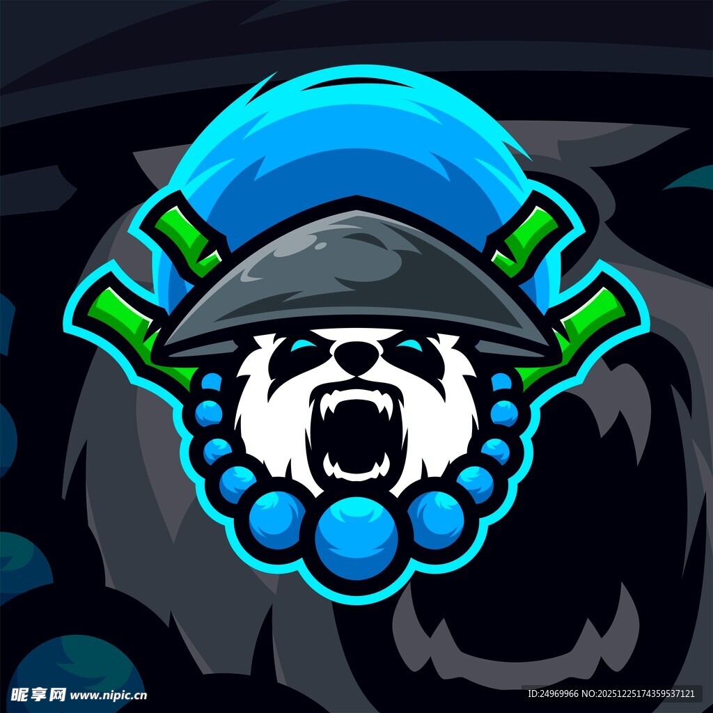 卡通熊猫头戴特色帽子形象