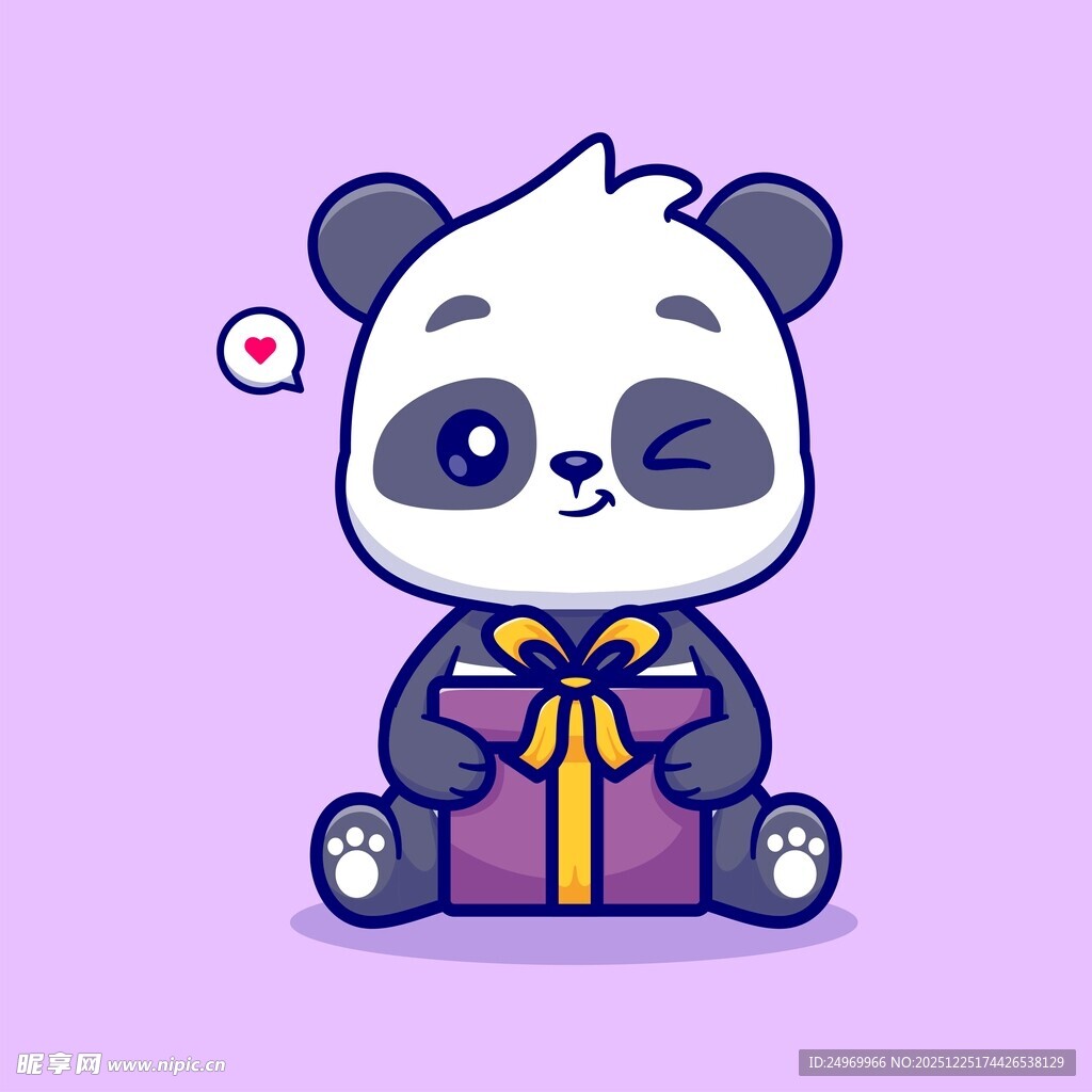 可爱熊猫抱礼物