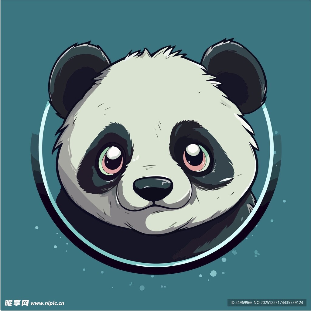 可爱熊猫头像插画
