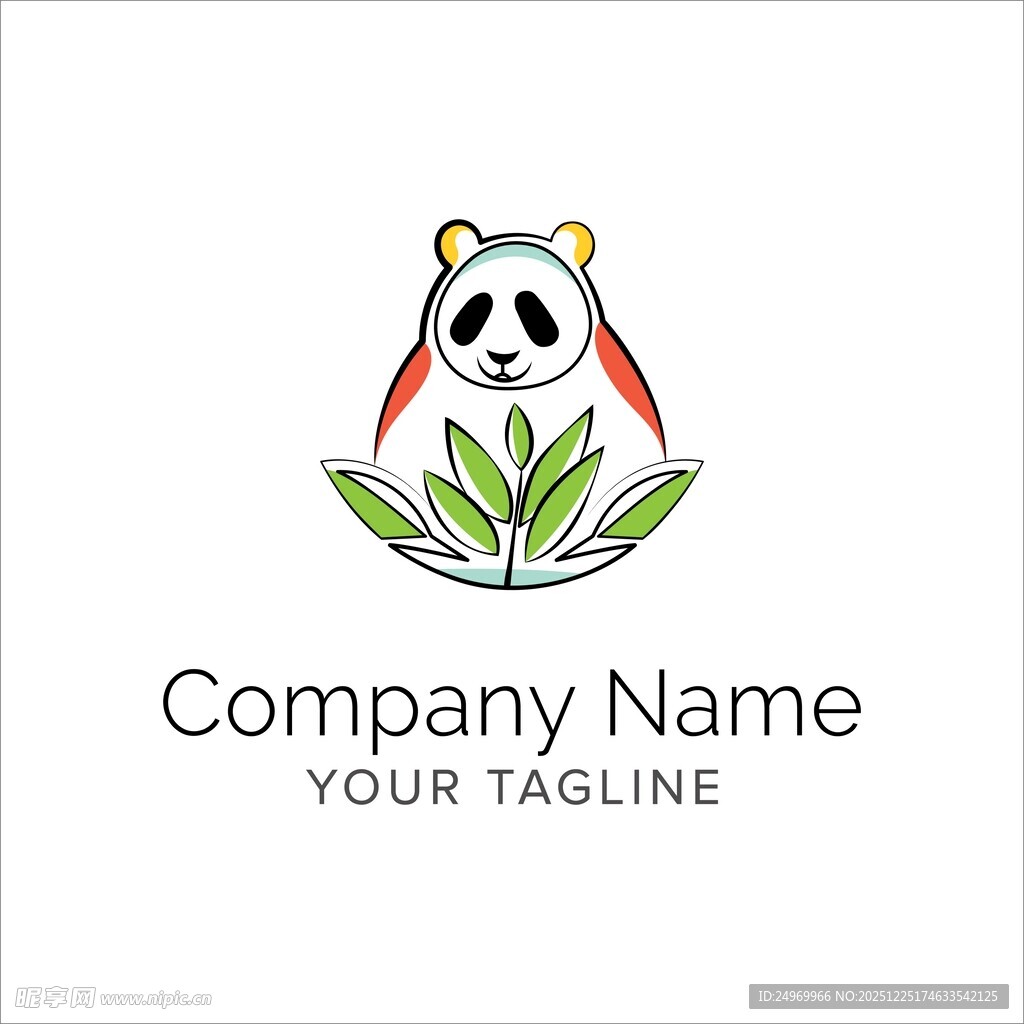 熊猫绿叶公司标志设计