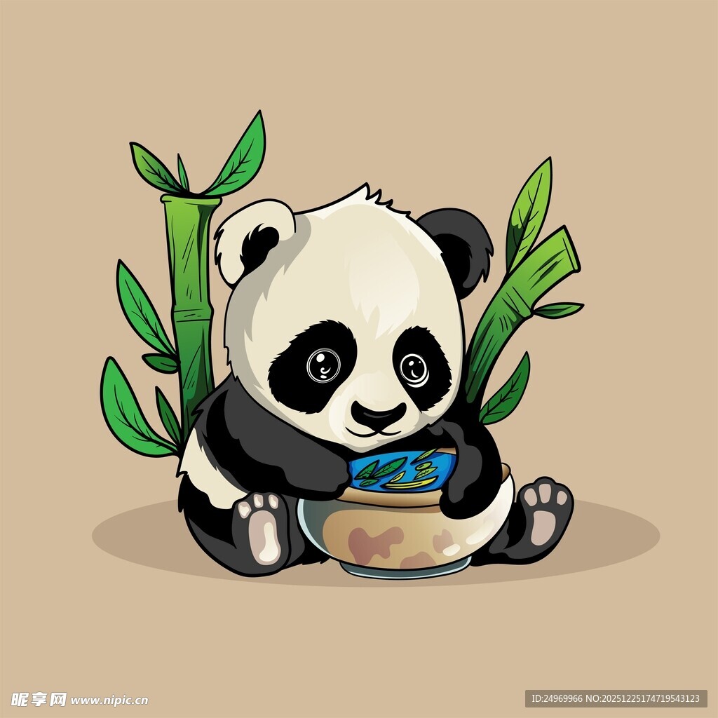 熊猫惬意玩平板