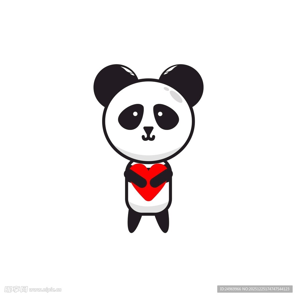 可爱熊猫抱红心