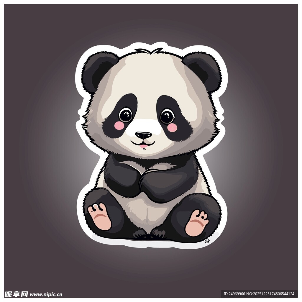 可爱卡通熊猫坐姿形象
