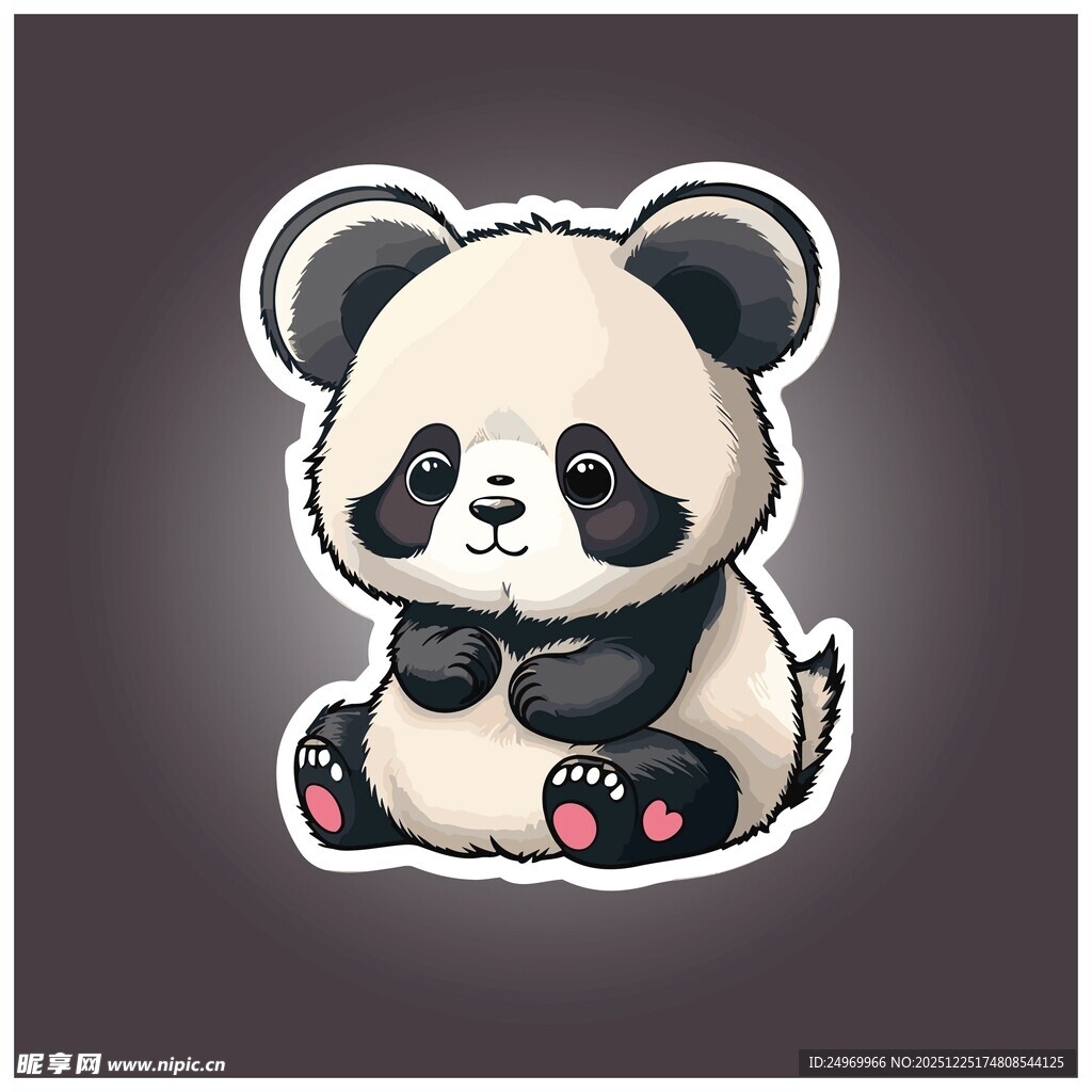 可爱熊猫卡通贴纸形象