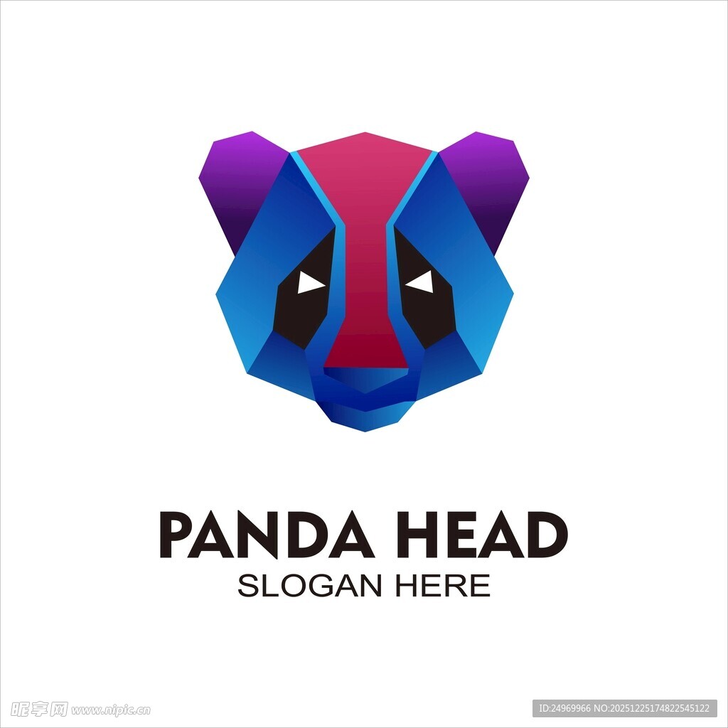 熊猫头几何标志设计