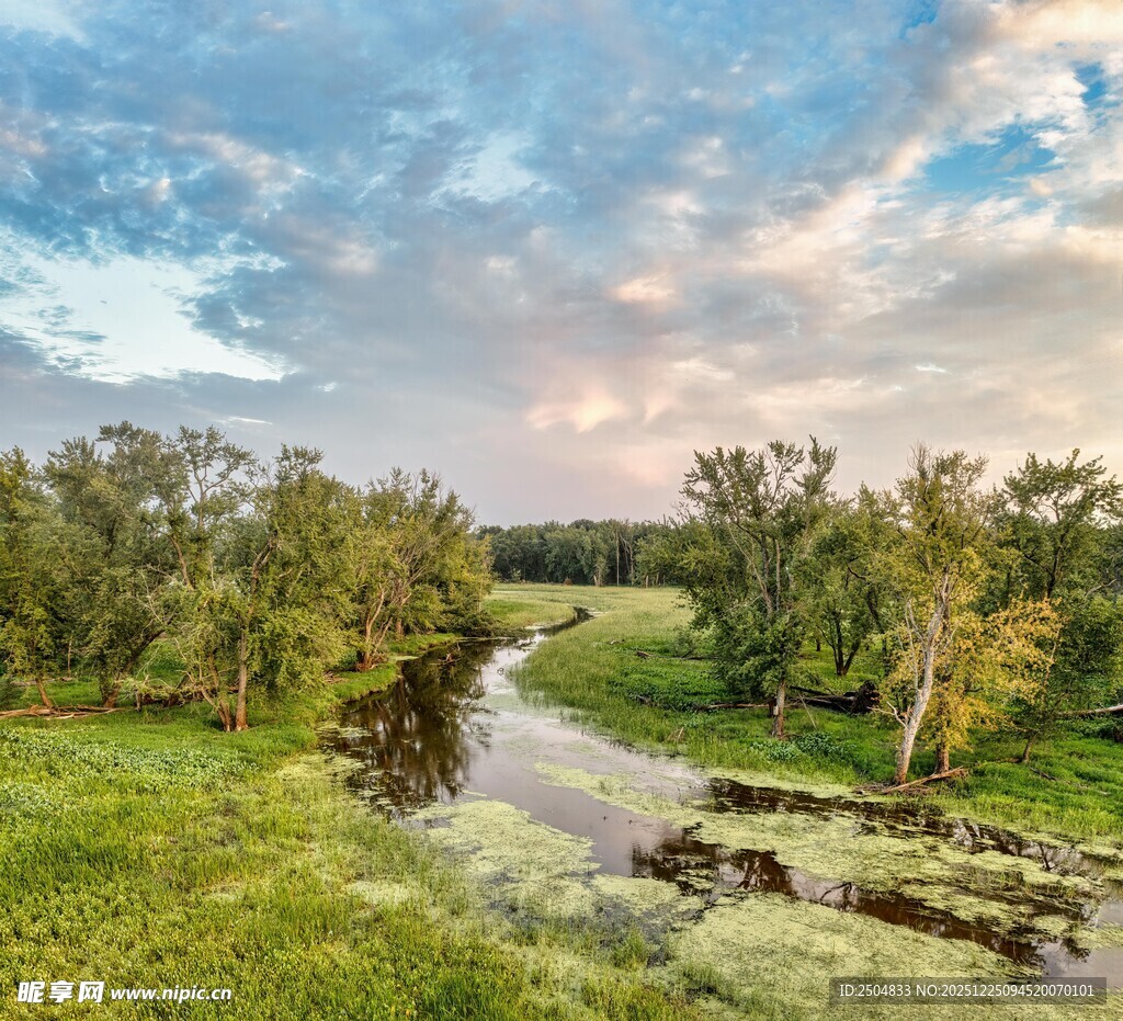 河畔绿野风光