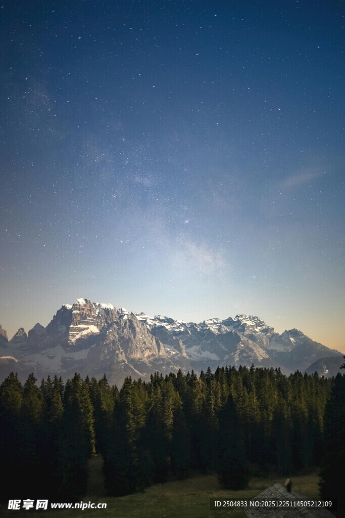 雪山森林间的壮丽景致