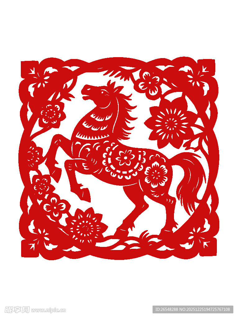 骏马剪纸艺术图案