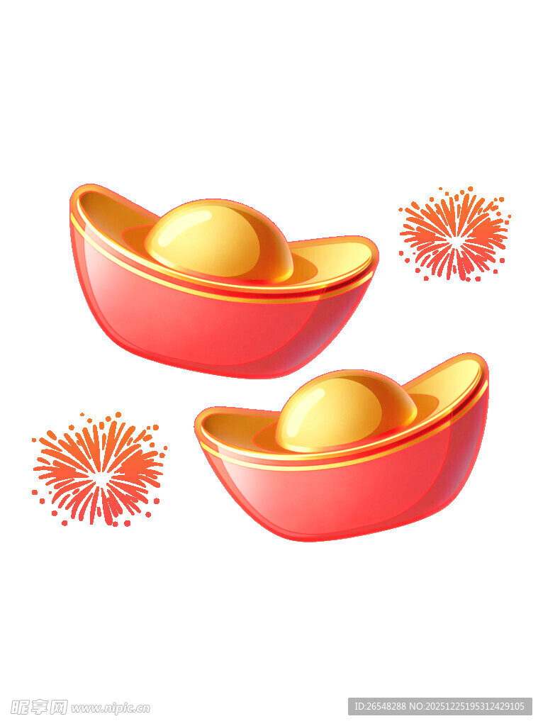 金元宝与烟花喜庆画面