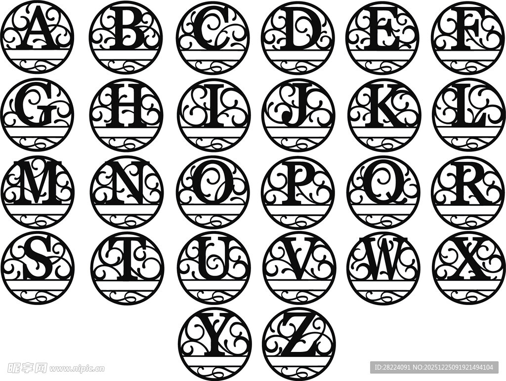 复古风格英文字母图案