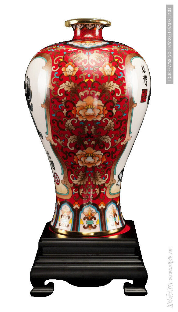 精美中式雕花陶瓷花瓶