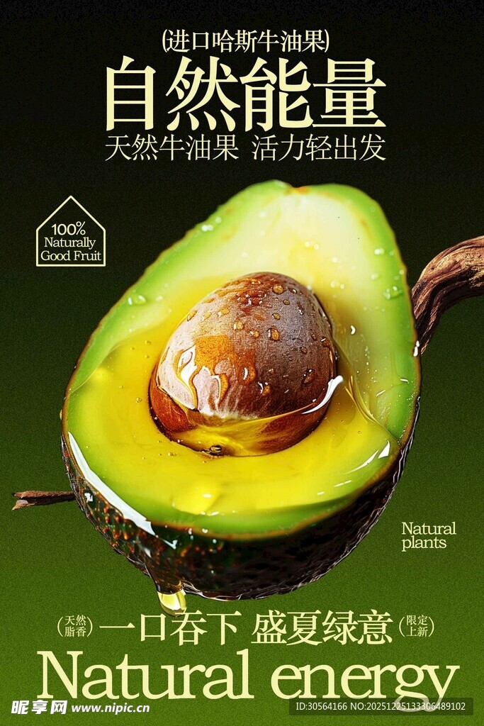 新鲜牛油果水果海报