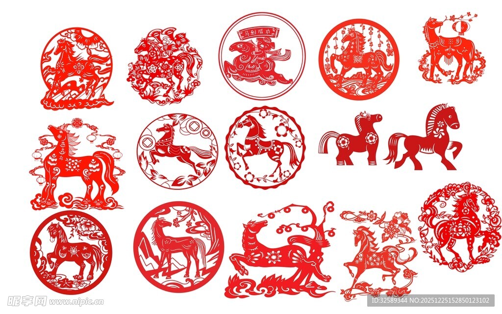 传统生肖剪纸图案展示