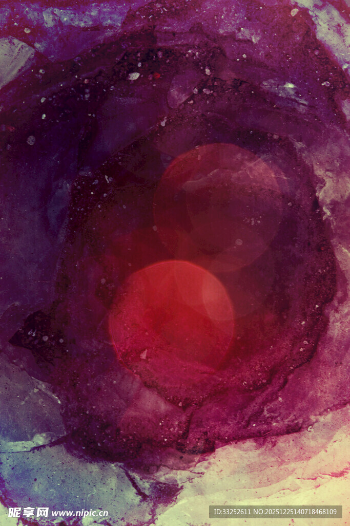 梦幻水彩风的神秘红月