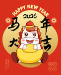 2026马年卡通形象贺岁图