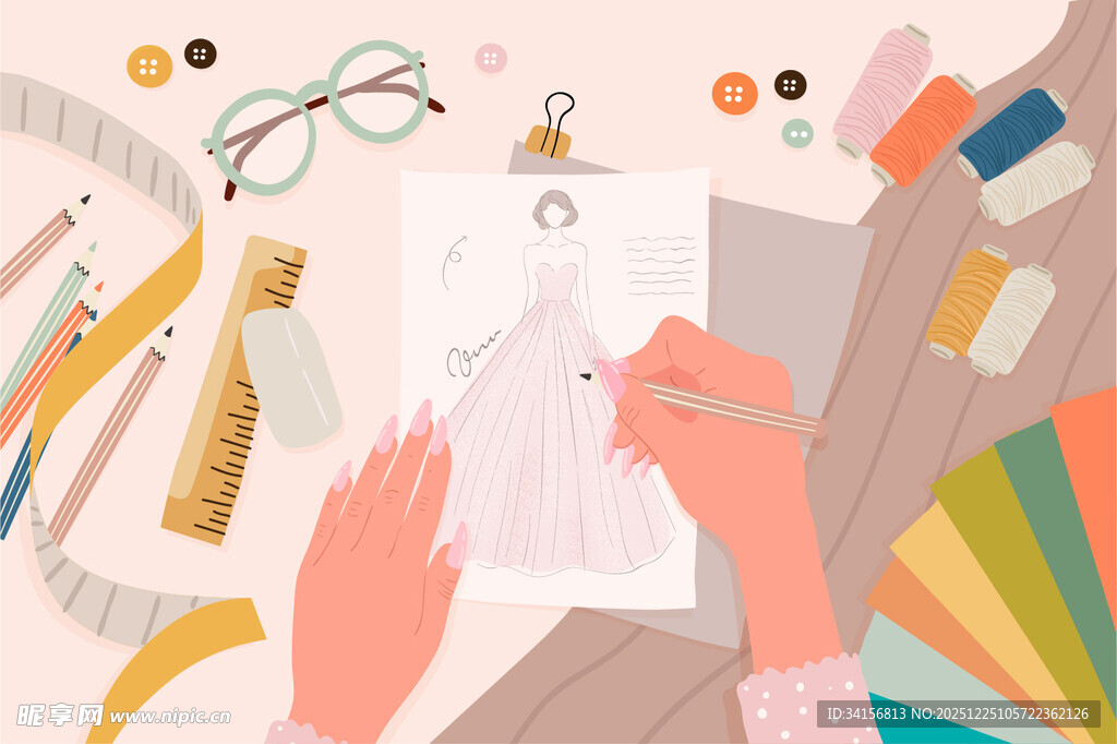 手绘服装设计创作瞬间