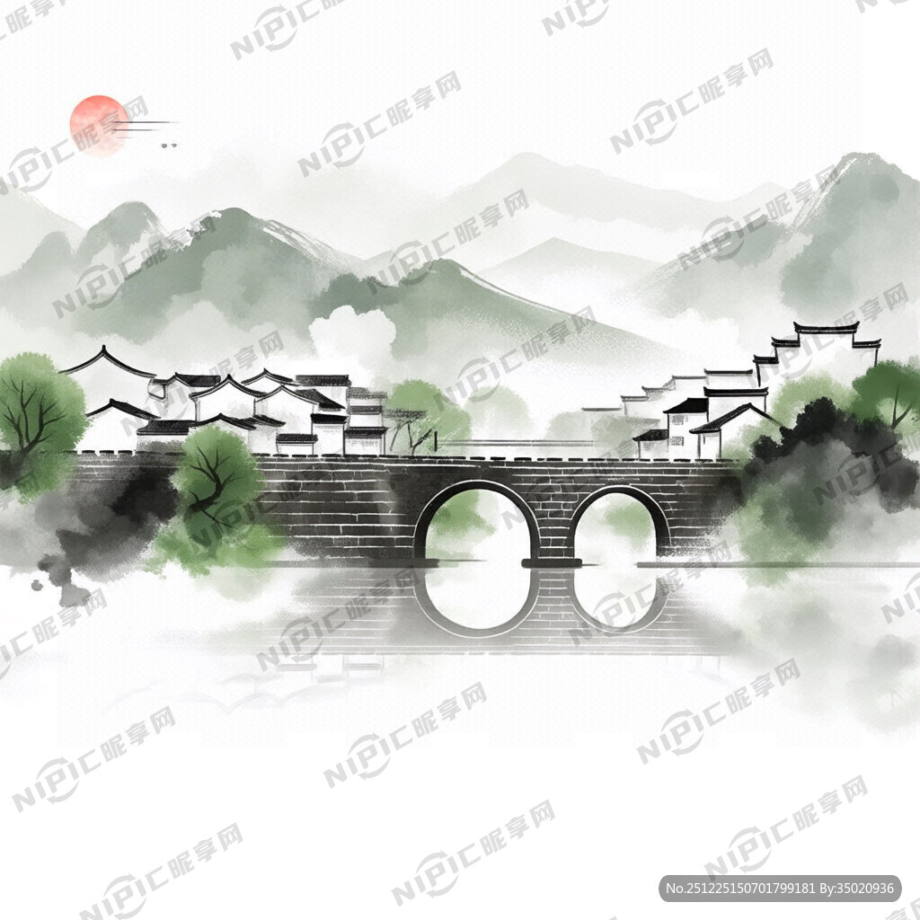 永州零陵古城水墨画