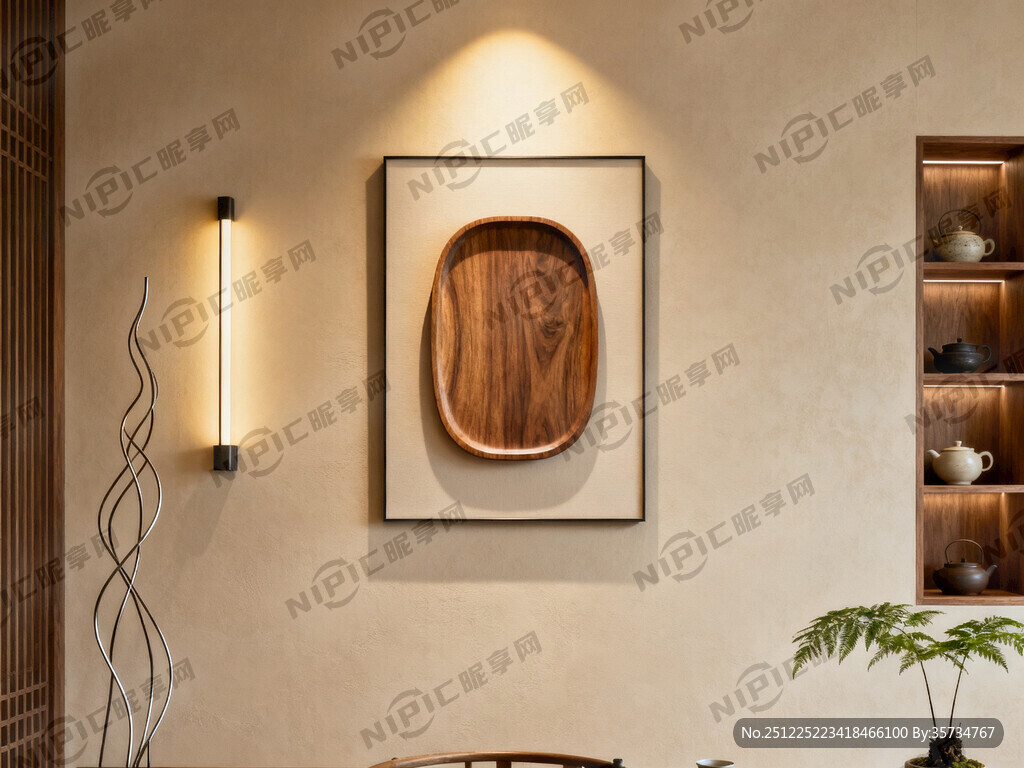 意式简约茶室背景墙画面图