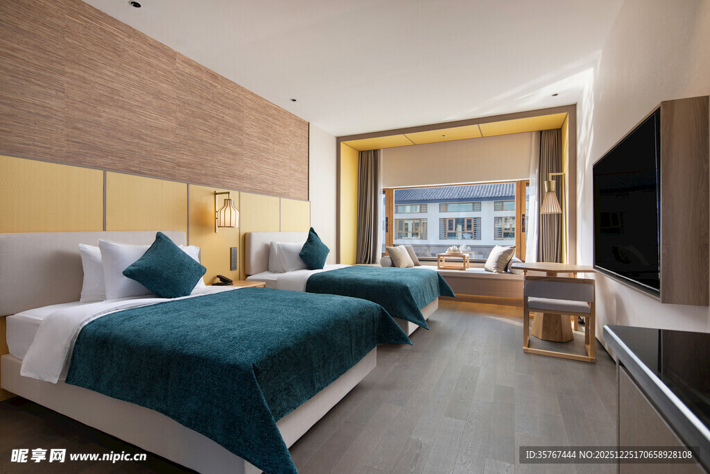 现代简约风格双床酒店客房