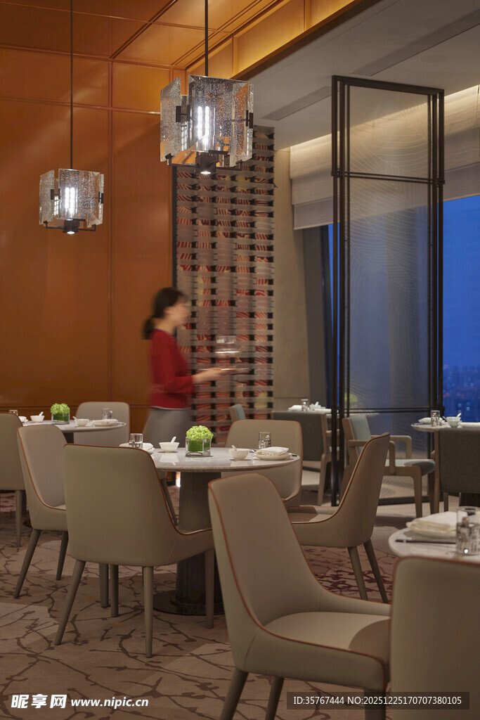 优雅餐厅内的服务场景