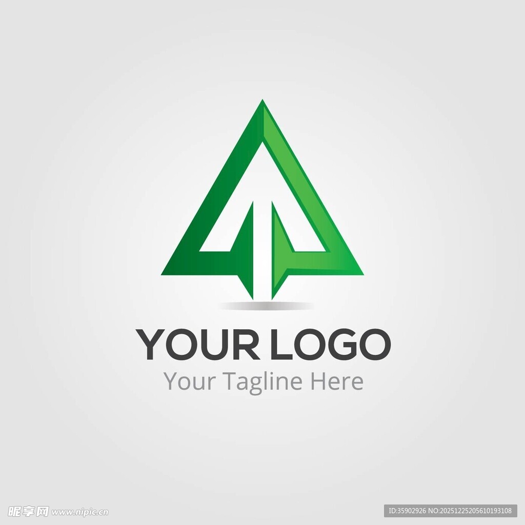 绿色箭头三角标志设计