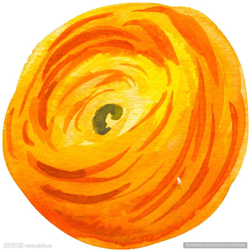 手绘橙色花朵水彩画