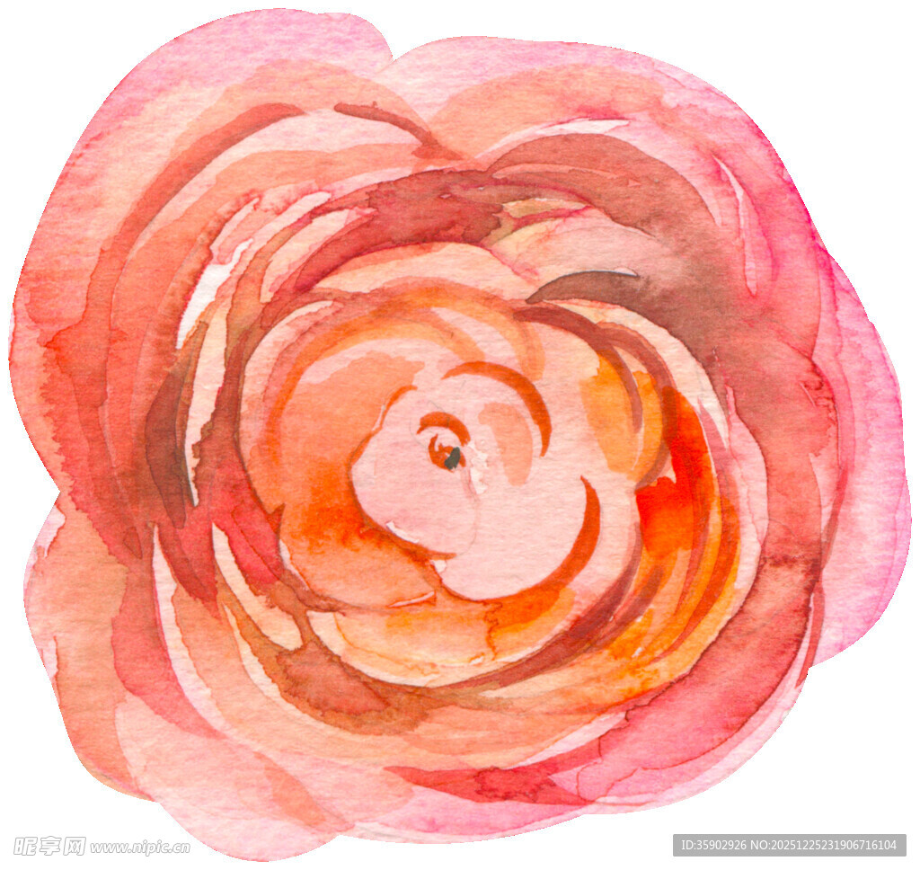 水彩绘就的柔美粉色花朵