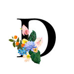 花卉装饰的字母D