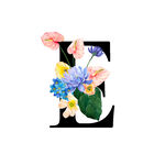 花卉装饰的字母E