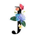 花卉装饰的字母J