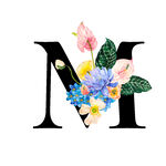 花卉装饰的字母M
