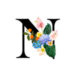 花卉装饰的字母N