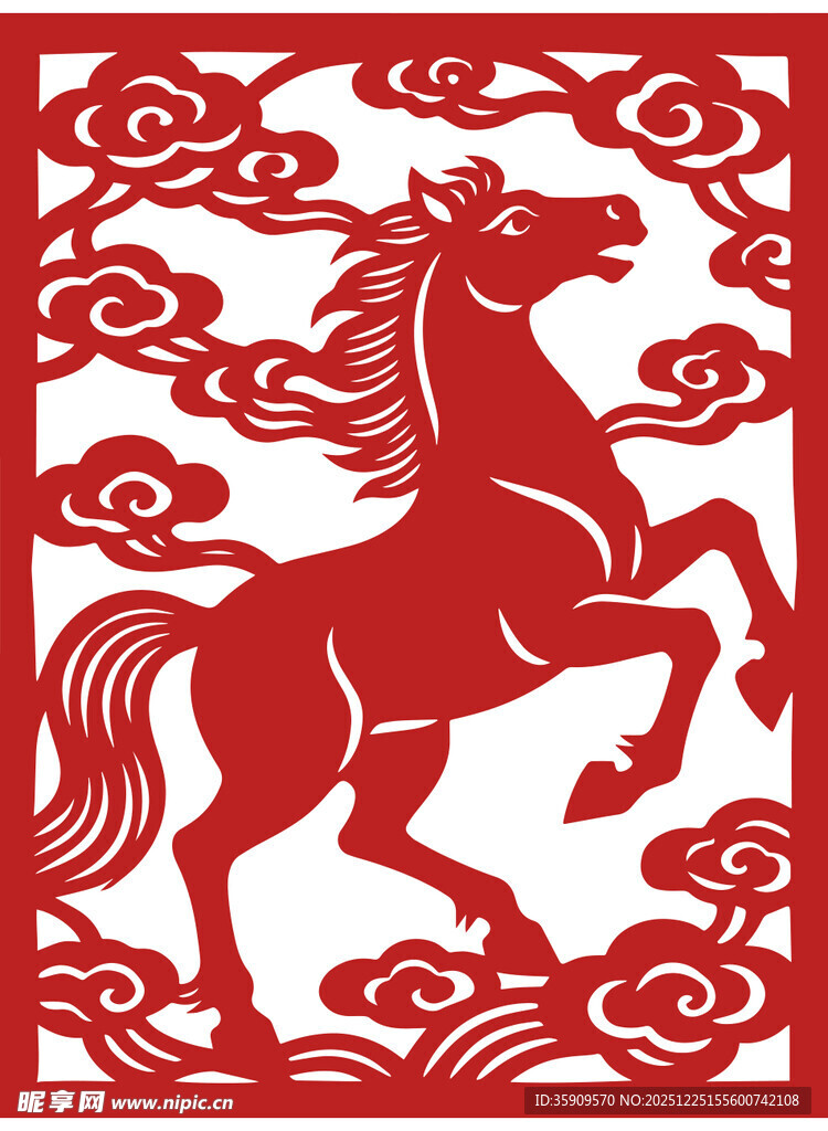 2026年生肖马窗花剪纸