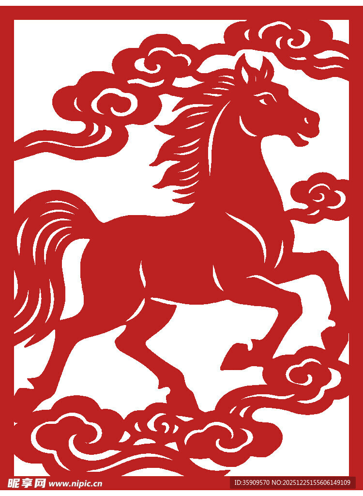 2026年生肖马窗花剪纸