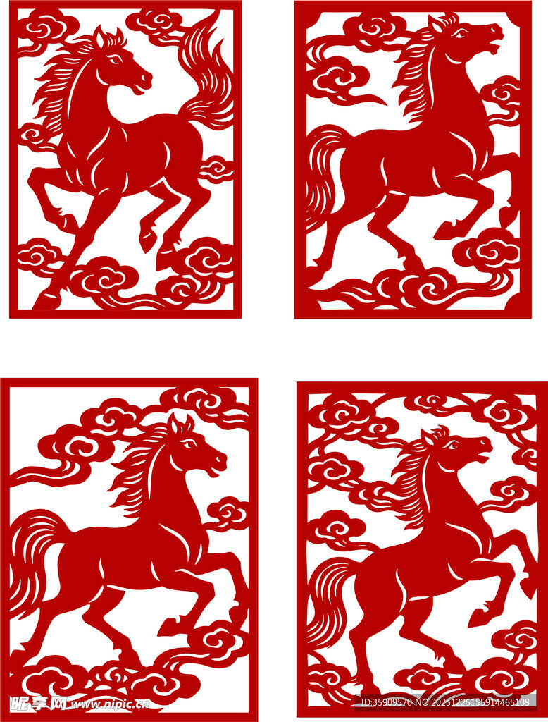 2026年生肖马窗花剪纸