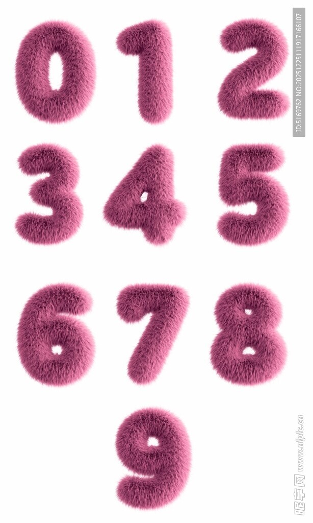 粉色立体数字集合