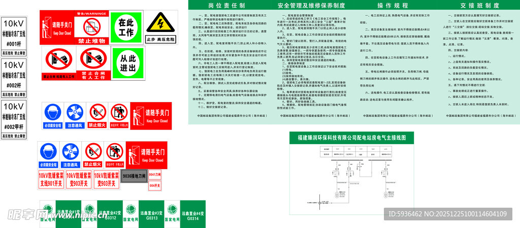 配电站房 制度牌 警示牌
