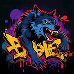 咆哮野狼涂鸦艺术形象