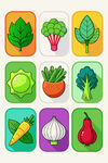 多彩蔬菜水果图标集合