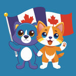 加拿大卡通动物与国旗形象