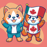 加拿大主题卡通猫狗形象