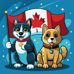 加拿大萌犬持国旗