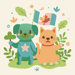 猫狗欢庆加拿大节日