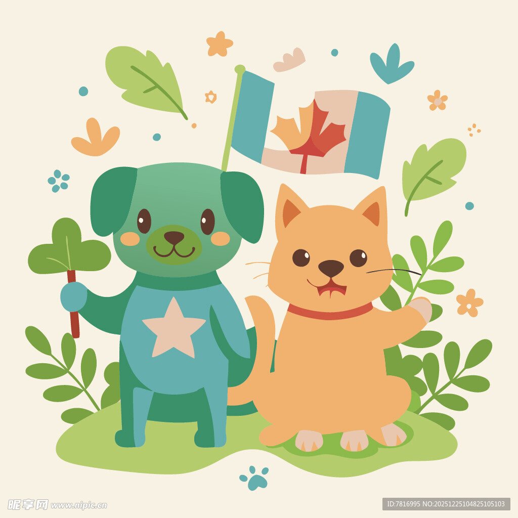 猫狗欢庆加拿大节日