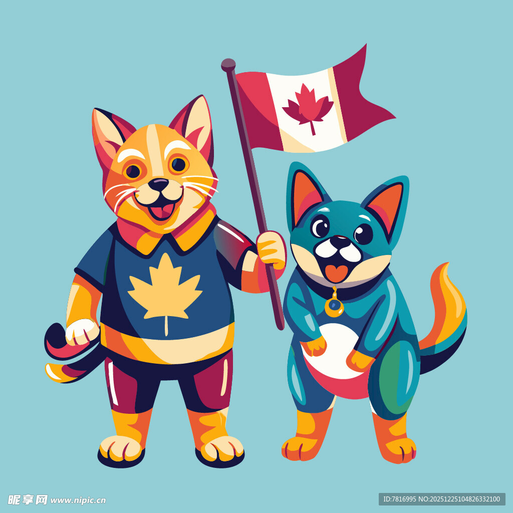 加拿大萌犬庆祝主题插画