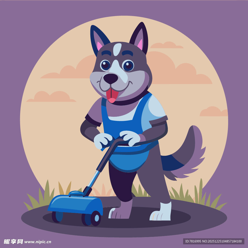 狗狗推割草机欢乐劳作