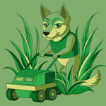 狗狗驾驶割草机