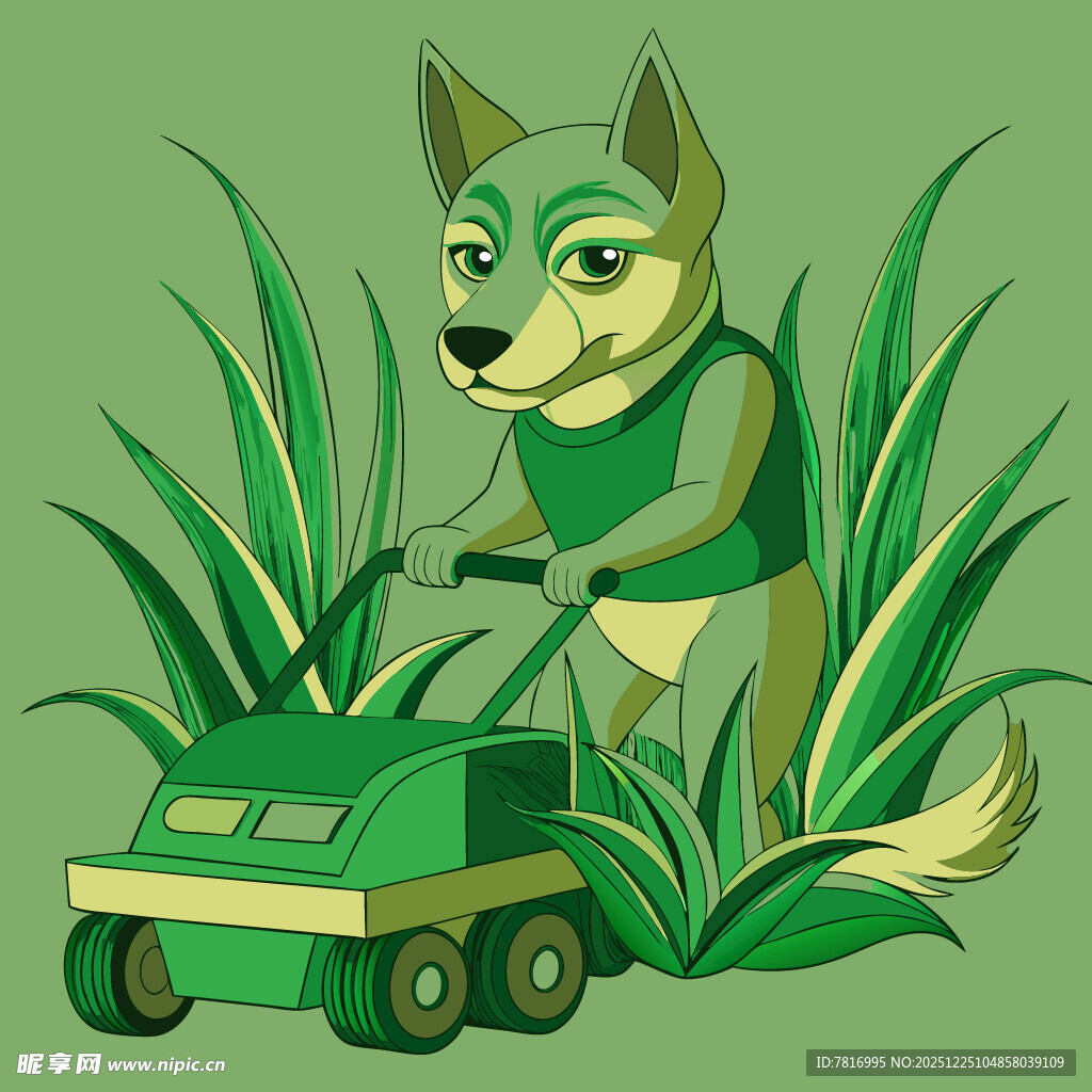 狗狗驾驶割草机