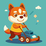 小狗推割草机欢乐劳作