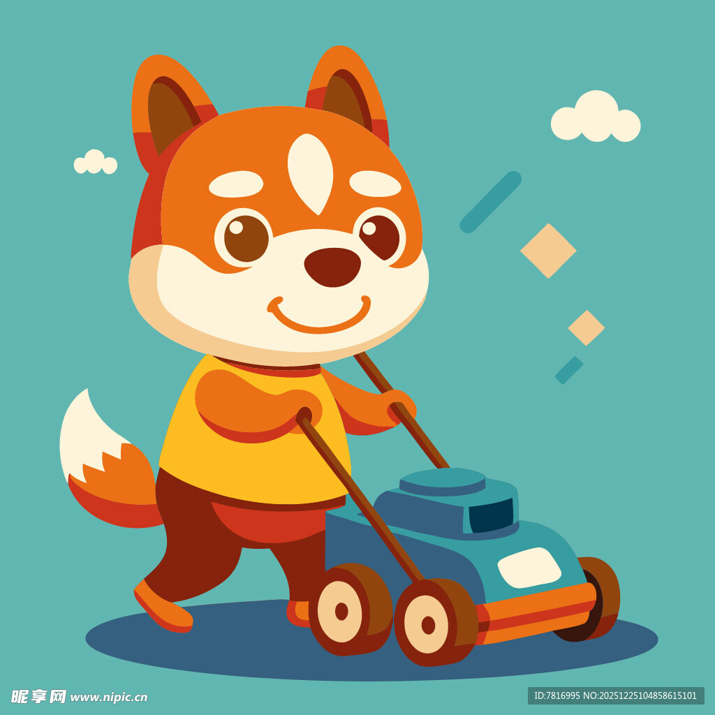 小狗推割草机欢乐劳作